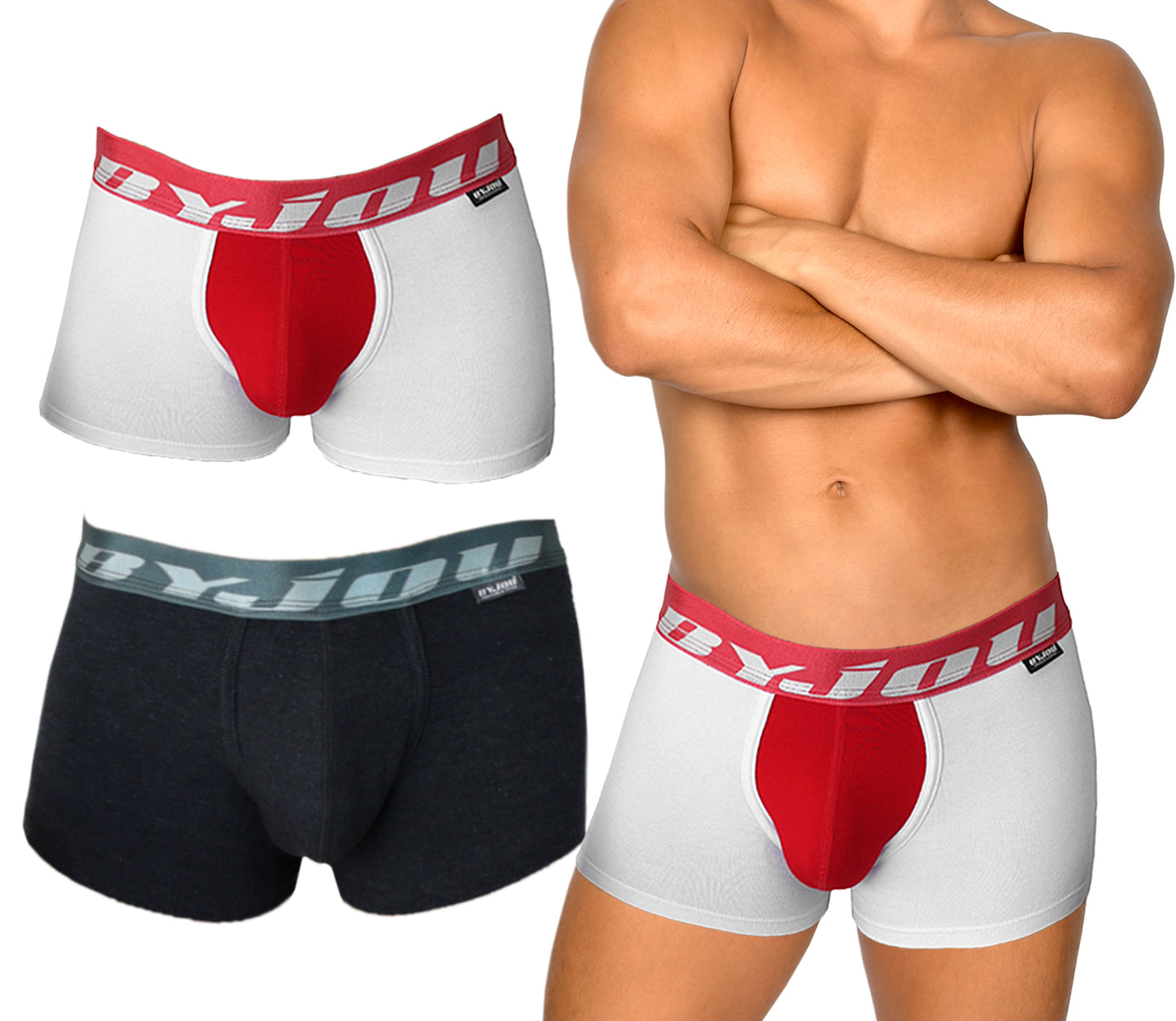 Boxer for men 2Pack Black, White and Red, Byjou Underwear B2PMX002