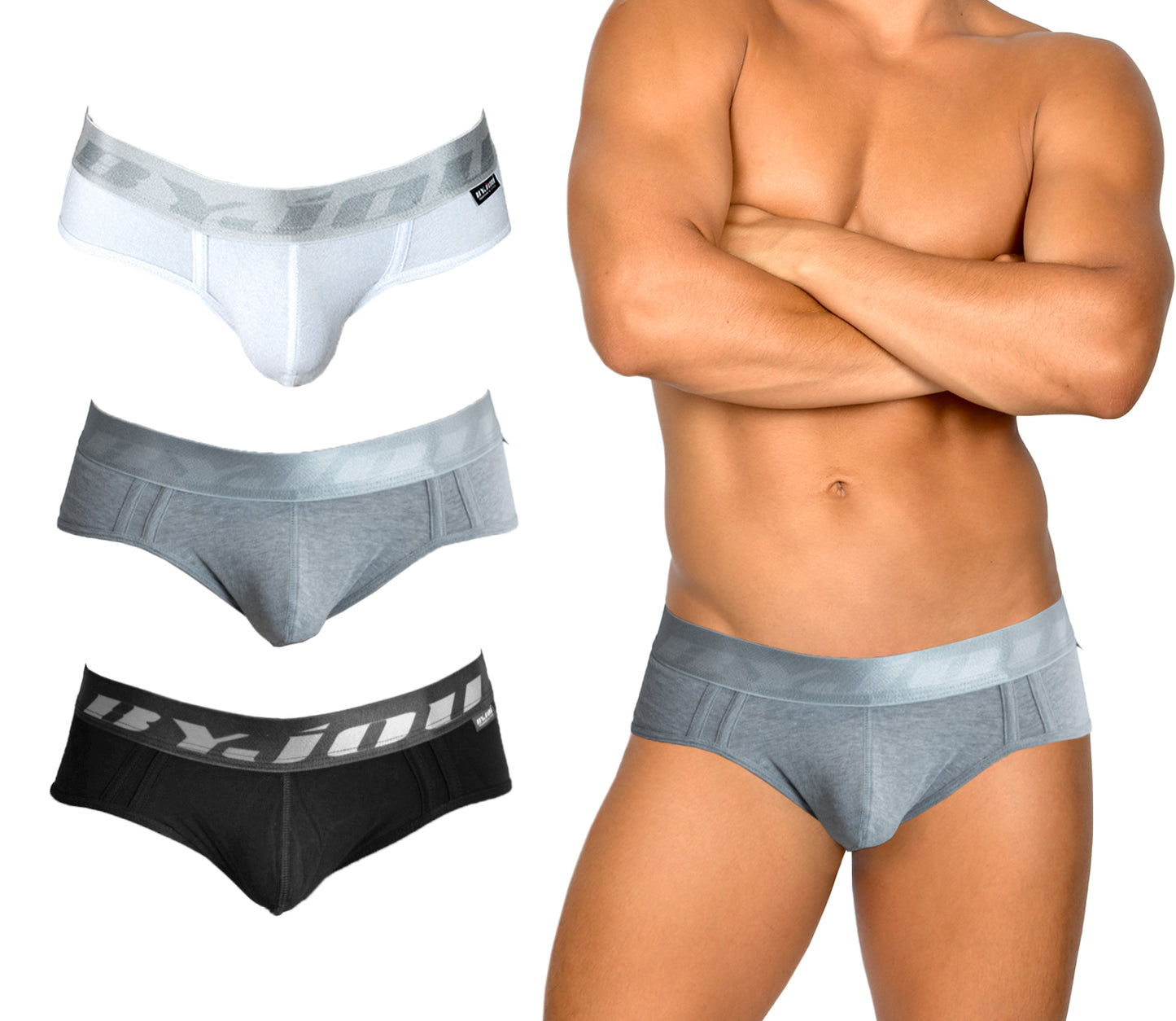 Boxer for men 3Pack White, Black, Grey Byjou Underwear B3PMX003